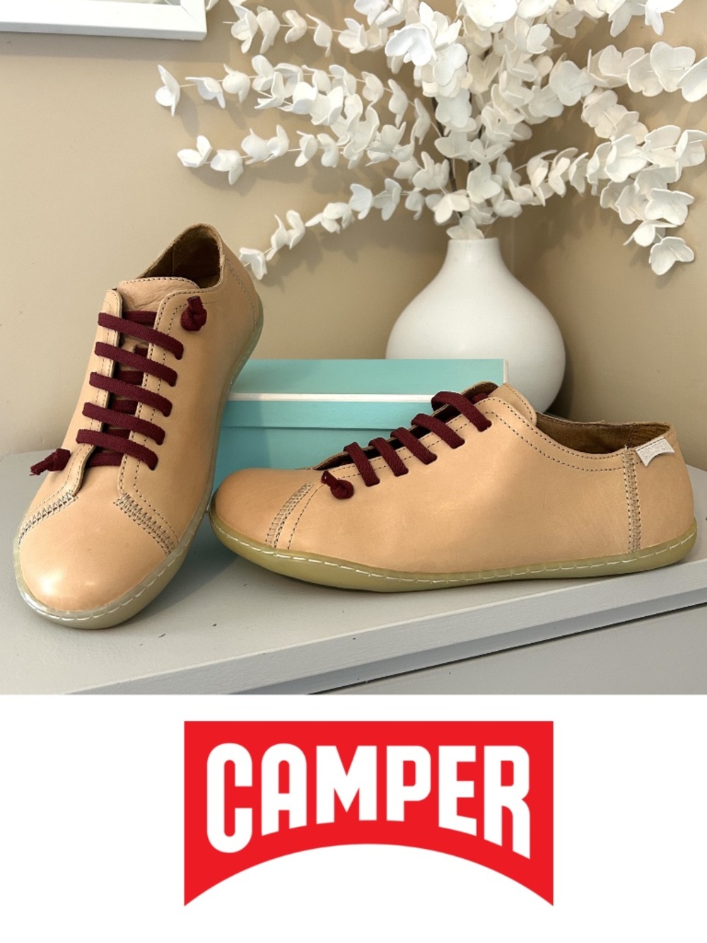 Like New! Camper PEU Women’s Beige Leather Slip On Shoe Size EU39 US8.5